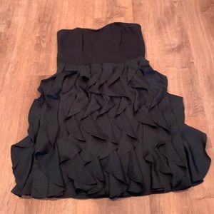 Lauren Conrad ruffled black strapless dress